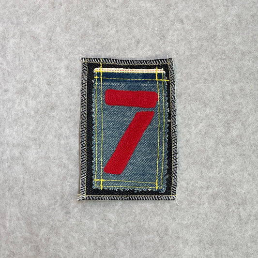 '7' - Red on Double Denim