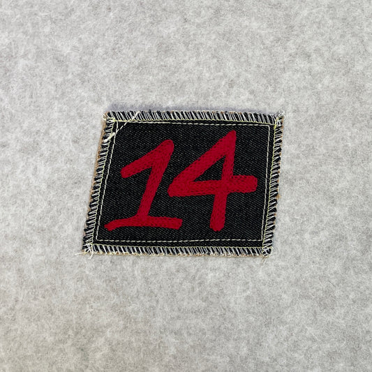 '14' - Red on Denim