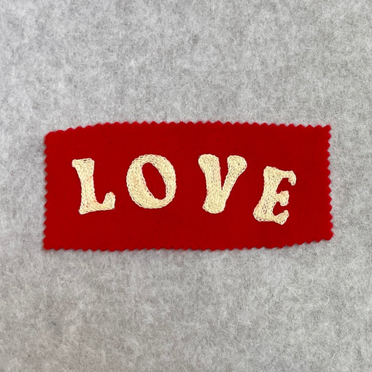 'LOVE' - Yellow on Red